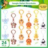 Jadive 24 Pcs Jungle Animal Keychains Safari Party Favors Birthday Decorations Cute Animal Ornament Pendant for Christmas Boy Girl Gift Reward Goodie Bag Fillers Baby Shower Supplies