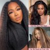 V Part Wig Human Hair 180% Density Upgrade U Part Human Hair Wigs For Women Kinky Straight Human Hair Wig Full Head Clip In Half Wigs 18 Inch Yaki V Wigs Natural Color