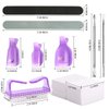 Teenitor Gel Nail Polish Remover Tools Kit, Nail Clips For Polish Removal, Nail Remover Pads Cuticle Peeler Nail File Buffer Nail Brushes, Nail Soak Off Clips For Hands and Toes Purple