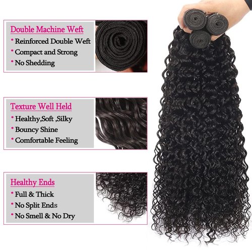 Water Wave Human Hair Bundles 22 24 26 Inch Wet and Wavy 3 Bundles Human Hair 10A Grade Weave Bundles Human Hair Extensions for Black Women Natural Color