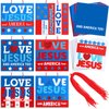 Humyoun 24 Set Veterans Day Craft Patriotic Religious Craft Kit Love Jesus and America Too Sign Craft for Kid DIY Bible Patriotic Art Craft Red White Blue Ornament Sign for VBS Sunday School Classroom