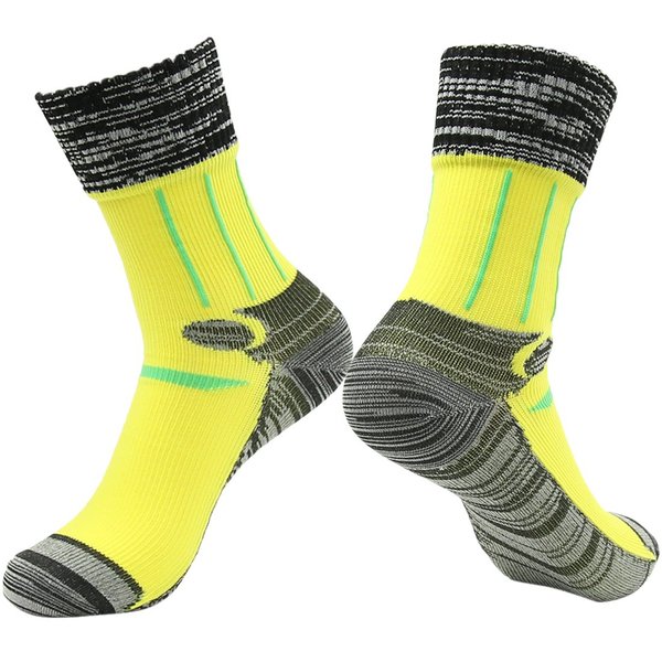 RANDY SUN Waterproof Skiing Socks, Men's All-Weather Breathable Running Perfect Fits Socks Multisport Golf Socks Reinforced Toe Stitching Lasting Durability Machine Wash,Yellow Black Grey L