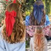Olbye Hair Bows for Women Silky Satin Hair Ribbon Long Tail Bow Hair Clips Big Coquette Bows Black Hair Bow White Hair Ribbons Bows Hair Accessories for Women and Girls 4Pcs (Hair Bows D)