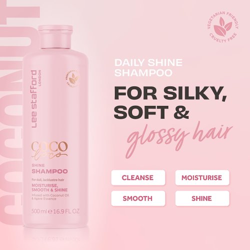 Lee Stafford Coco Loco Shine Hair Shampoo | Cleanser For Hair Shine Smooth Silky Hair | Nourishing Shampoo | Breakage Control