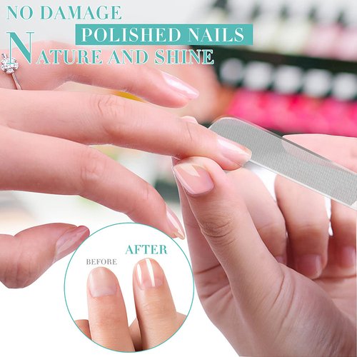 Glass Nail Shiner - 2PC Upgrade Glass Nail File for Natural Nails Nano Nail Buffers Crystal Shine Polisher, DR. Mode Professional Manicure Tools Kit for Acrylic Nail Care