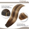 Jerriess Sew in Hair Extensions Real Human hair, Double Drawn Weft Hair Extensions human hair, Silky Soft &Shiny Human hair extensions sew in, 100g Balayage Chocolate Brown to Caramel Blonde, 20 inch