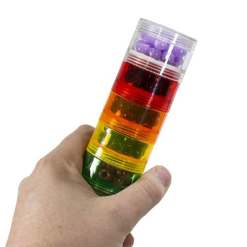 GMS 7 Day Stackable Pill Organizer for Medications, Vitamins, and Supplements | Includes 2 Lids and 7 Day Adhesive Labels | Small (Rainbow) 6 3/4 Inches in Height, 1 5/8 Inches in Diameter