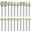 Diamond Grinding Burr Drill Bit Set for Dremel Rotary Tool 20Pcs Diamond Burr Bits with 1/8 Inch Shank Rotary Tool Accessories for Stone Glass Ceramics Carving, Grinding, Polishing, Engraving