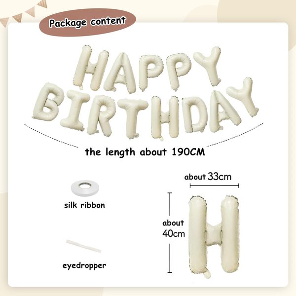 Caramel Happy Birthday Balloon Banner 16 Inch Mylar Foil Letters For Boys Girls Happy Birthday Party Decorations Supplies