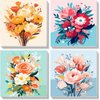 4 Pack Flower Paint by Number for Kids with Wooden Frame-Paint by Numbers for Kids Flowers Ages 4-8-12,Easy Paint with Numbers DIY Acrylic Oil Painting Kits for Home Wall Decor(8X8inch)