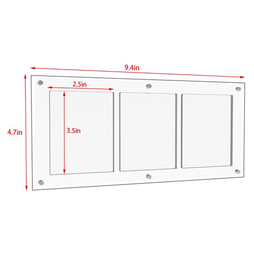 3 Grids Card Display Case, 35PT Acrylic TCG Triple Cards Frames, Magnetic Transparent Card Holder, Clear Card Stands