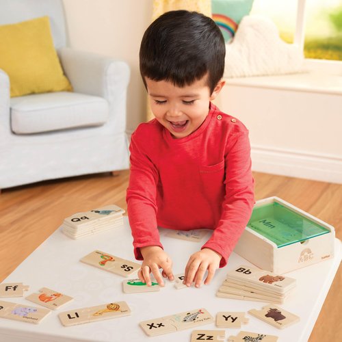 Battat – One-Match Puzzle – Alphabets Wooden Puzzle for Toddlers – Wooden Toys – Educational Toys – 3 Years + – Self Correcting Puzzles with Storage Box ABC