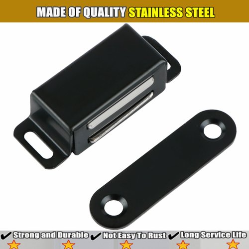 Alise Cabinet Magnetic Catch,Door Catch with Strong Magnetic for Cabinet,Closet Doors Catches Closer Latches Hardware,Stainless Steel Catches for Cupboard Drawer Kitchen Wardrobe,Black(Pack of 4)