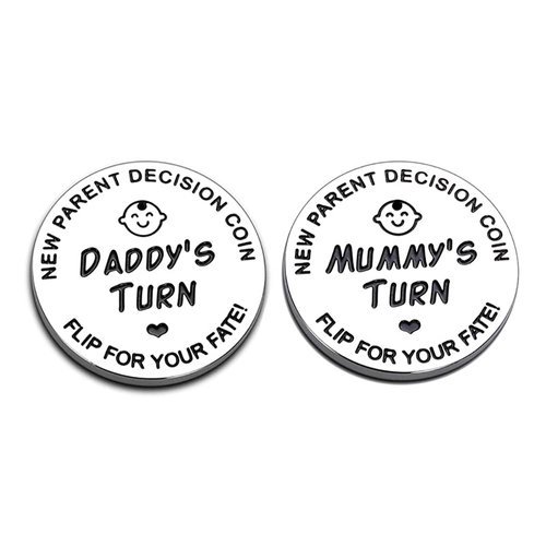 New Dad Mom Gifts Funny Decision Making Coin, New Baby Gift for Parent Mummy Daddy Pregnancy Women First Time to be Moms Dads Mother's Day Father's Day Gifts Double Sided