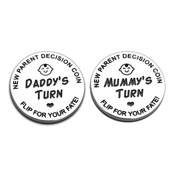 New Dad Mom Gifts Funny Decision Making Coin, New Baby Gift for Parent Mummy Daddy Pregnancy Women First Time to be Moms Dads Mother's Day Father's Day Gifts Double Sided
