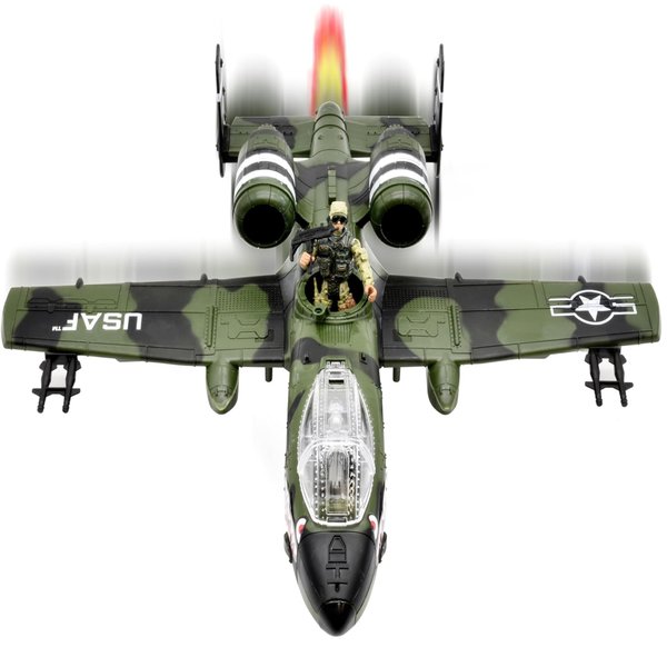 US Air Force Thunderbolt Airplane Toy with Light Sound Military Airforce Toys Fighter Jet with Army Action Figure and Top Secret Notebook for Kids