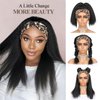 Quantum Love Yaki Straight Wear and Go Wigs 18 Inches Shoulder Length Bob Wigs for Black Women Kinky Straight Natural Black Synthetic Wig