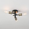 Globe Electric 60627 3-Light Flush Mount Ceiling Light, Matte Black, Antique Brass Accents, Ceiling Light Fixture, Bedroom Lights for Ceiling, Flush Mount Ceiling Light, Bulb Not Included
