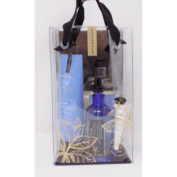 Bath Set For 2020 Aromatherapy Sleep Lavender Vanilla 4 Pc Set 1-5.3 oz Pillow Mist, 1-1 oz Hand Cream, 1-8 oz Tube of Body Cream, and 1 10 oz Bottle of Body Wash and Foam Bath