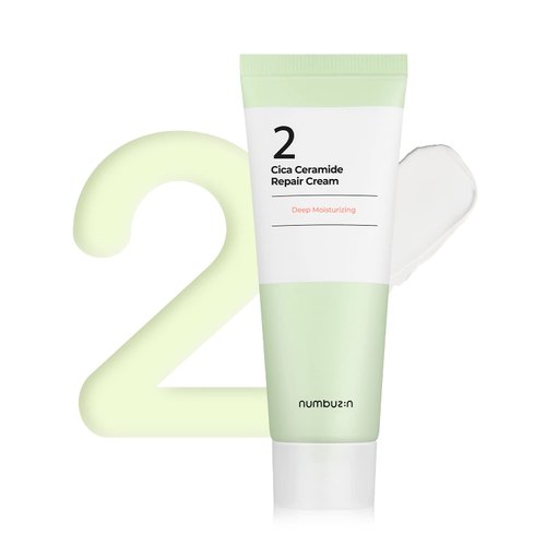 numbuzin No.2 Cica Ceramide Repair Cream | Facial Moisturizer, Strengthen Skin Barrier, Centella Asiatica, Real Ceramide, Butter Texture | Korean Skin Care for Face, 2.02 fl oz