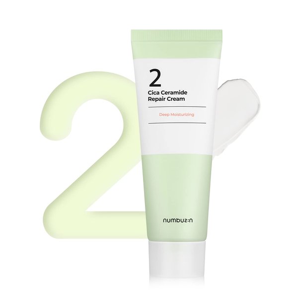 numbuzin No.2 Cica Ceramide Repair Cream | Facial Moisturizer, Strengthen Skin Barrier, Centella Asiatica, Real Ceramide, Butter Texture | Korean Skin Care for Face, 2.02 fl oz