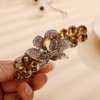 Aimimier Bridal Crystal Flower Hair Clip for Thick Thin Hair Bun Barrettes Classical Wedding Hair Accessories for Women (Yellow)
