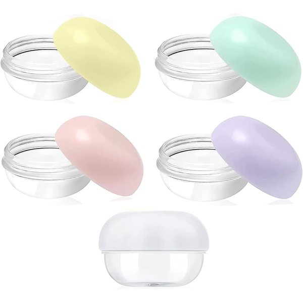 RONRONS Leak Proof Mini Travel Jars, Travel Containers for Creams with Lids and Labels, Travel Bottles Lip Balm Cosmetic for Jewelry Case Toiletries Moisturizer Plastic Small Jar 5 Pcs 10ml