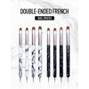French Nail Brush, YIHUALE 2 Way French Gel Acrylic Nail Art Kolinsky Brush With Dotting Tool for Professional Manicure Cuticle Clean Up Nail Art Design- White And Black (14#, White And Black)