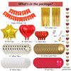 MSMANCY Red and Gold Birthday Decorations for Women with HAPPY BIRTHDAY Banner Curtains Heart Star Balloons for 16th 18th 21st 30th 40th 50th 60th Birthday Party Supplies (Red-gold)