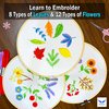 Bradove 3 Sets Leaves and Flowers Embroidery Practice Kit, Embroidery Kit for Beginners Adults, Learn to Embroider Kit Adult Beginner, Embroidery Practice Stitches Kit, Beginner Embroidery Kit
