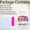 Independence Day Press on Nails 4th of July Medium Square Fake Nails American Flag Five-pointed Glue on Nails with Big Small Star Design Silver Glitter False Nails Sparkly Manicure for Women 24Pcs