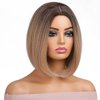 PATTNIUM Brown Blonde Bob Wig for Women Short Brown Mixed Blonde Wig Short Straight Ombre Blonde Bob Wig Heat Resistant Synthetic Wig with Wig Cap (Ombre Brown)