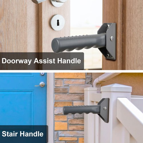 APDTEK Flip Up Grab Bar for Doorway/Stairs Safety Assist Handles for Elderly Non-Slip Grip Bar Great for Seniors, Elderly, Disabled, Handicap and Injured People, Gray