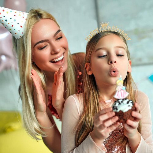 Atoden Happy 13th Birthday Headband Thirteen Princess Tiara 13 Year Old Gifts for Girls