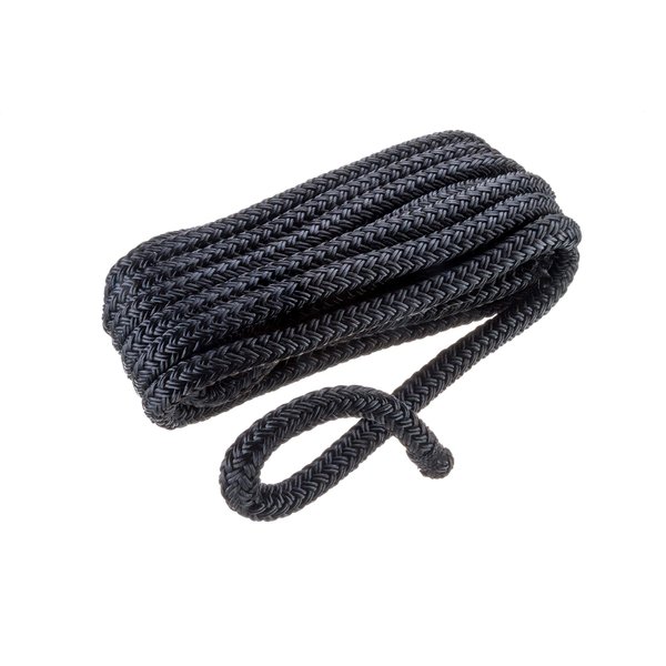 SEACHOICE Double-Braid Nylon Dock Line 1/2" x 15' 40351 Black