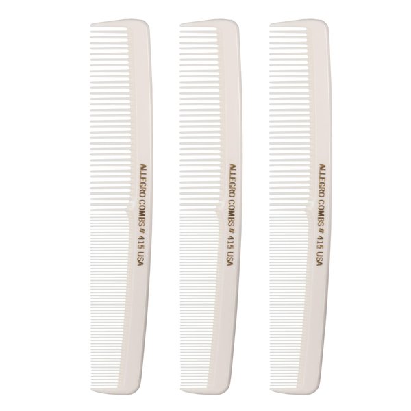 Allegro Combs #415 Combs for Women, 7 Inches Combs for Men, Parting Comb, Hair Comb, Comb for Men 3 Count (White)