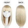 HSPJHTM Blonde Bob Wigs,Short Bob Hair Wigs 14" Straight with Flat Bangs Synthetic Colorful Cosplay Daily Party Wig for Women Natural (Free Wig Cap)
