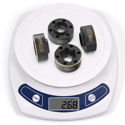 COOWOO RC Wheel Weights, Brass Wheel Hex Hub Adapters 9mm Extended Wheel Counterweight for 1/10 Scale RC Crawler Cars with 1.9”/2.2” Beadlock Wheels - Set of 4 (Black Coated)