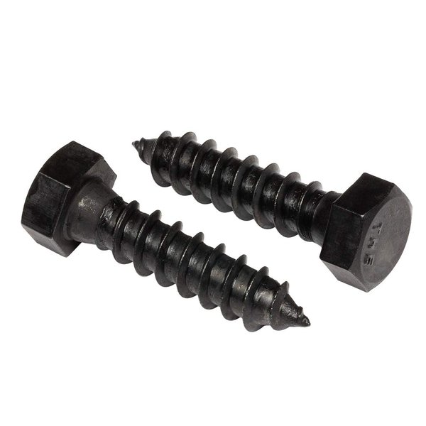 Stainless Steel Black Lag Bolts 3/8" x 2" Hex Lag Screws (10 pcs) 18-8 Stainless Black Oxidized in USA