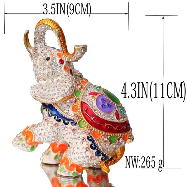 Waltz&F Cute big elephant Trinket Box Hinged Hand-painted Figurine Collectible Ring Holder