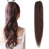 Hairro Ponytail Hair Extensions Claw Clip In Ponytails Jaw On Ponytail Extensions 100% Real Human Hair Long Straight Jaw/Claw Clips Pony Tail Hairpieces For Women 14 Inch 105g #02 Dark Brown