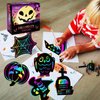 MGparty Scratch Paper Craft for Kids - 48 Pcs Halloween Magic Rainbow Scratch Paper Off Cards Set for Kids Crafts Arts Supplies Halloween Ornaments Party Games Halloween Birthday Gifts