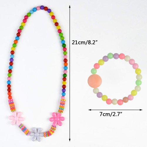 obmwang 30Pcs Princess Necklace Bracelet Set, Teenager Costume Jewelry Play Jewelry for Women Dress Up Pretend Play Party Favors