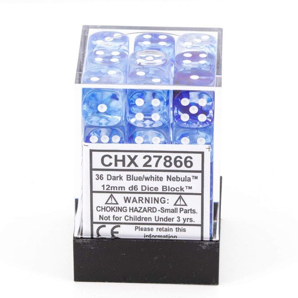 DND Dice Set-Chessex D&D Dice-12mm Nebula Dark Blue and White Plastic Polyhedral Dice Set-Dungeons and Dragons Dice Includes 36 Dice – D6, Various (CHX27866)