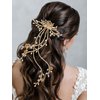 Banatra Rhinestone Bride Wedding Hair Comb Gold Flower Headpiece Bridal Crystal Leaf Hair Accessories for Women and Girls