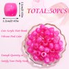 VENOFEN 50PCS Pink Hair Beads Hot Pink Jumbo Beads for Braids Pony Beads for Kids Girls Jewelry Making Kit Loc Dreadlock Accessories Braid Decoration, Small