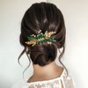 YBSHIN Bride Wedding Rhinestone Hair Comb Gold Leaf Hair Piece Crystal Bridal Side Combs Wedding Hair Accessories for Women and Girls