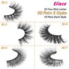 Eliace Eyelashes, 50 Pairs 5 Styles lux Faux Mink Lashes Natural Look Wispy Fluffy Handmade Cat Eye lashes Pack False Eyelashes Set, Comfortable & Lightweight Lashes Strips,Makeup Fake Eyelashes Pack