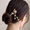 Pokinge 2Pcs Vintage Tassel Metal Hairpin Chinese Bridal Hair Sticks Headdress Butterfly Crystal Hairpin Flower Pearl Hairpin Women Hair Accessories