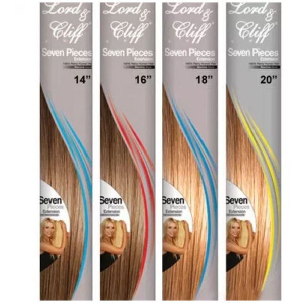 LORD & CLIFF SEVEN PIECE STRAIGHT REMY HAIR CLIP IN EXTENSION 20" #6/16/12/613